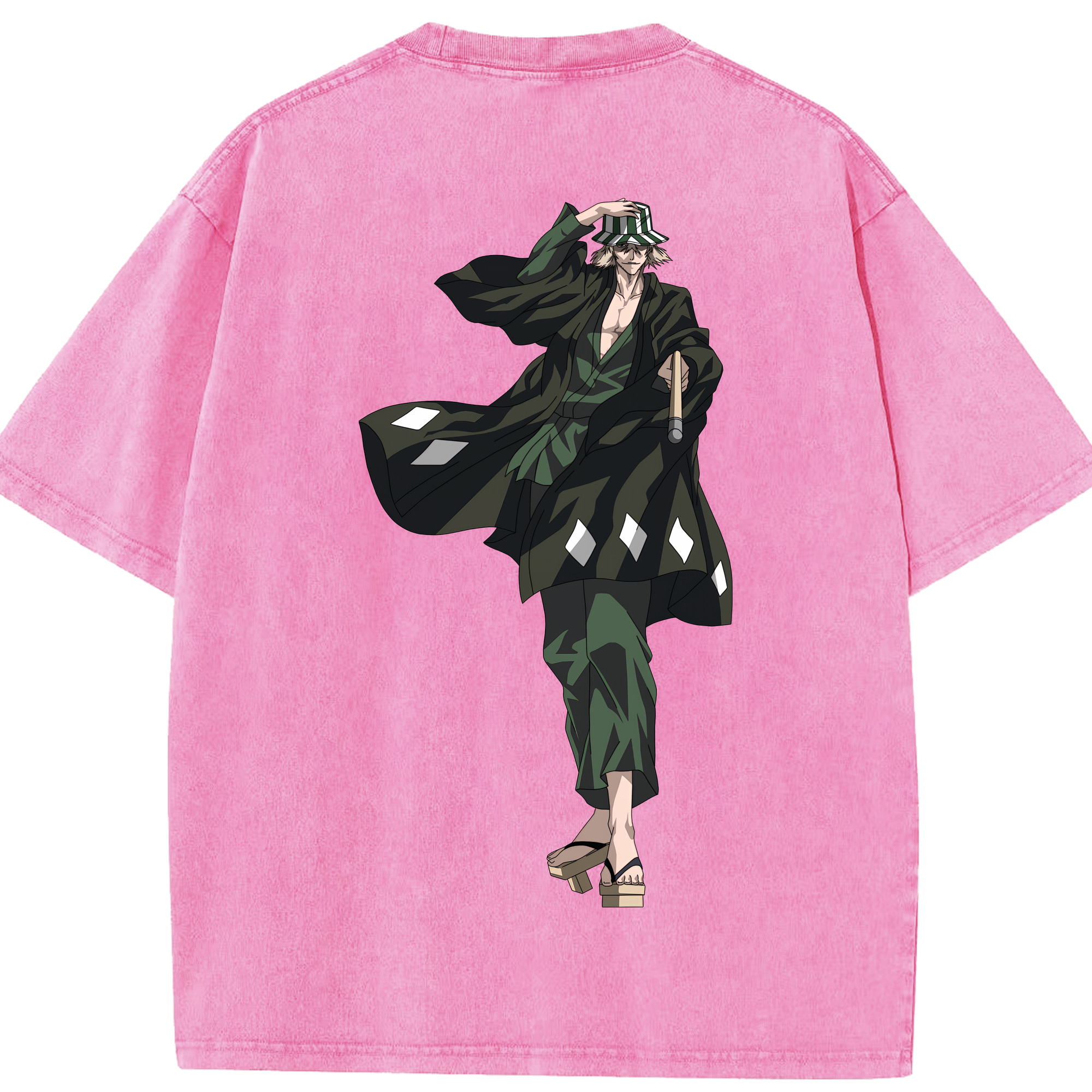 （画像用） "ブリーチ 浦原 喜助（うらはら きすけ） BLEACH Urahara Kisuke " 綿100% ヴィンテージ風 半袖Tシャツ（背面プリント）